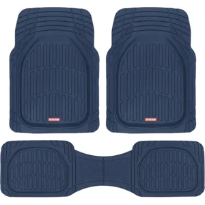 Motor Trend FlexTough Floor Mats for Cars, Blue Deep Dish All-Weather Car Mats, Waterproof Trim-to Fit Automotive Floor Mats for Cars Trucks SUV, Universal Floor Liner Car Accessories