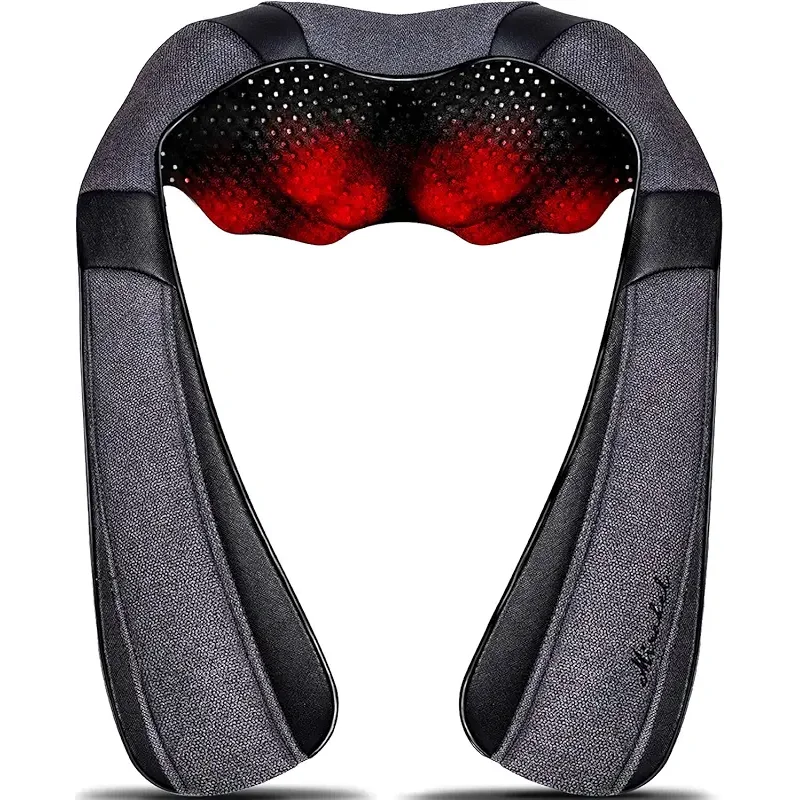 Mirakel Shiatsu Neck & Back Massager with Heat - Deep Tissue Neck, Back & Shoulder Pain Relief - Ergonomic Design Shoulder Massager, Electric Kneading Whole Body Massage Pillow Gifts for Women, Men
