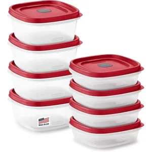 Rubbermaid 16-Piece BPA-Free Plastic Food Storage Set, Red Vented Lids - Microwave, Dishwasher Safe: Perfect for Meal Prep, Leftovers, and Kitchen Organization
