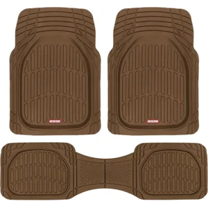 Motor Trend FlexTough Deep Dish All-Weather Floor Mats, Waterproof Trim-To Fit Mats for Cars, Trucks, SUVs - Universal Automotive Floor Liners, Car Accessories, Brown