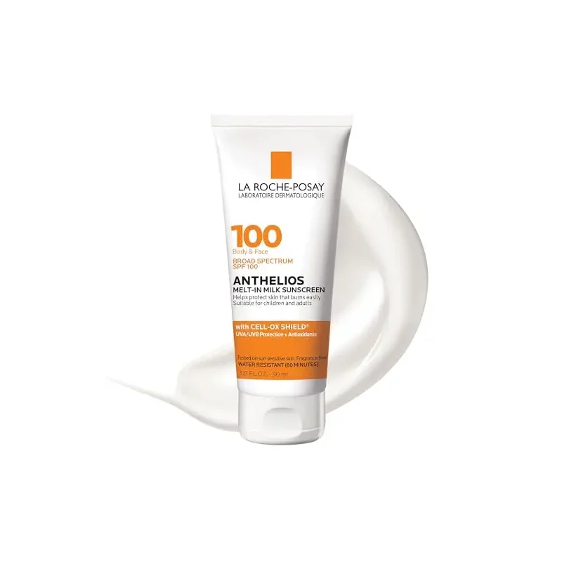 La Roche-Posay Anthelios Melt-In Milk Sunscreen SPF 100, Sunscreen For Body & Face, Broad Spectrum SPF + Antioxidants, Oil Free, For Sun Sensitive Skin, Oxybenzone Free