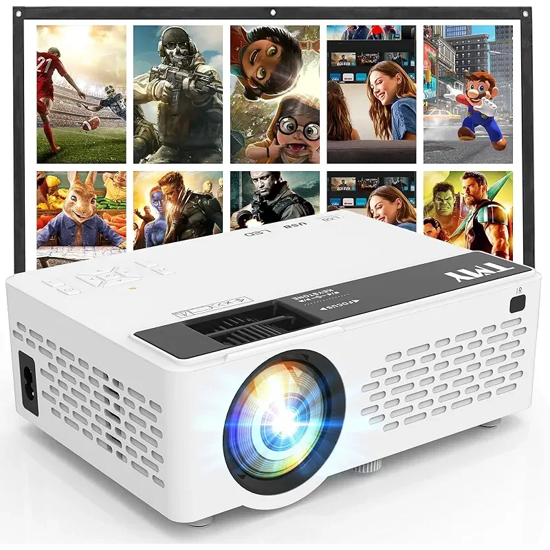 TMY 1080P Full HD Portable Mini Projector, Upgraded Bluetooth Movie Projector with Screen, Compatible with TV Stick Smartphone/HDMI/USB, Indoor & Outdoor Use