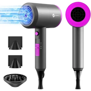 slopehill Professional Ionic Hair Dryer, Powerful 1800W Fast Drying Low Noise Blow Dryer with 2 Concentrator Nozzle 1 Diffuser Attachments for Home Salon Travel