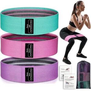 Renoj Resistance Bands, Yoga Starter Sets for Women and Men, 3 Set of Stretch Exercise Workout Bands for Booty Legs, Elastic Pilates Flexbands