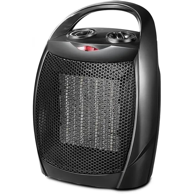 Kismile Small Electric Space Heater Ceramic Space Heater,Portable Heater Fan for Office with Adjustable Thermostat and Overheat Protection ETL Listed for Kitchen, 750W/1500W(Black)