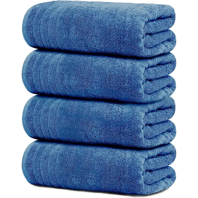 Tens Towels Pack of 4 Extra Large Bath Towels 30 x 60 Inches, 100% Cotton, Larger & Lighter Weight, Quicker to Dry, Super Soft and Absorbent, Perfect for Bathroom, Blue