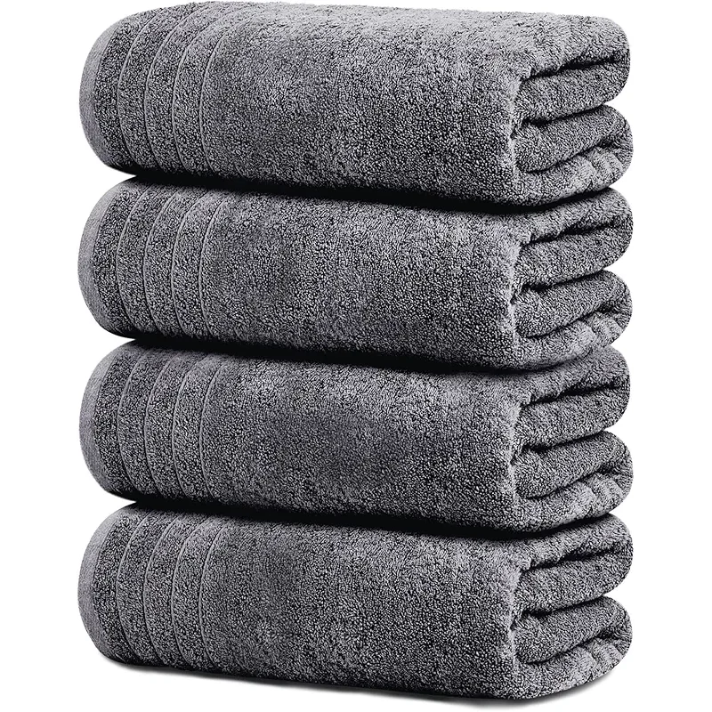 Tens Towels Pack of 4 Extra Large Bath Towels 30 x 60 Inches, 100% Cotton, Larger & Lighter Weight, Quicker to Dry, Super Soft and Absorbent, Perfect for Bathroom, Dark Grey