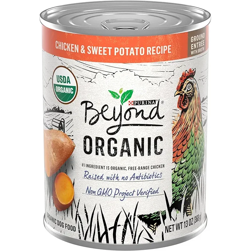 Purina Beyond Organic Wet Dog Food, Organic Chicken & Sweet Potato Adult Recipe Ground Entrée With Broth - (Pack of 12) 13 oz. Cans