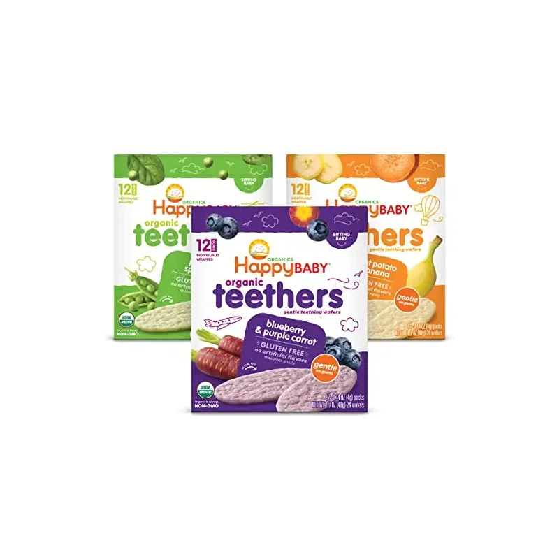 Happy Baby Organics Teether, 3 Flavor Variety Pack, 12 Count (Pack of 3)