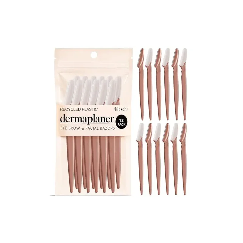 Kitsch Dermaplane Razor for Women Face – Face Razors for Women & Men, Eyebrow Trimmer & Face Shaver – Exfoliating Facial Razor & Skin Care Tool for Smoother Skin - Terracotta, 12 pcs