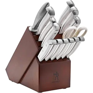 HENCKELS Statement Razor-Sharp 15-Piece White Handle Knife Set with Block, German Engineered Knife Informed by over 100 Years of Mastery
