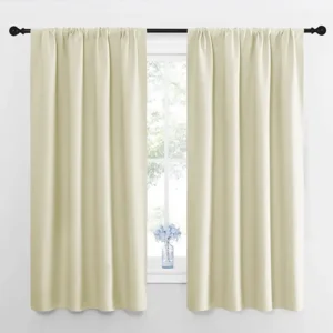 NICETOWN Blackout Curtains for Living Curtains, Room Darkening Window Curtain Panels, Easy-Care Solid Thermal Insulated Draperies/Drapes for Daughter Room (Beige, 2 Panels, 42 by 63)