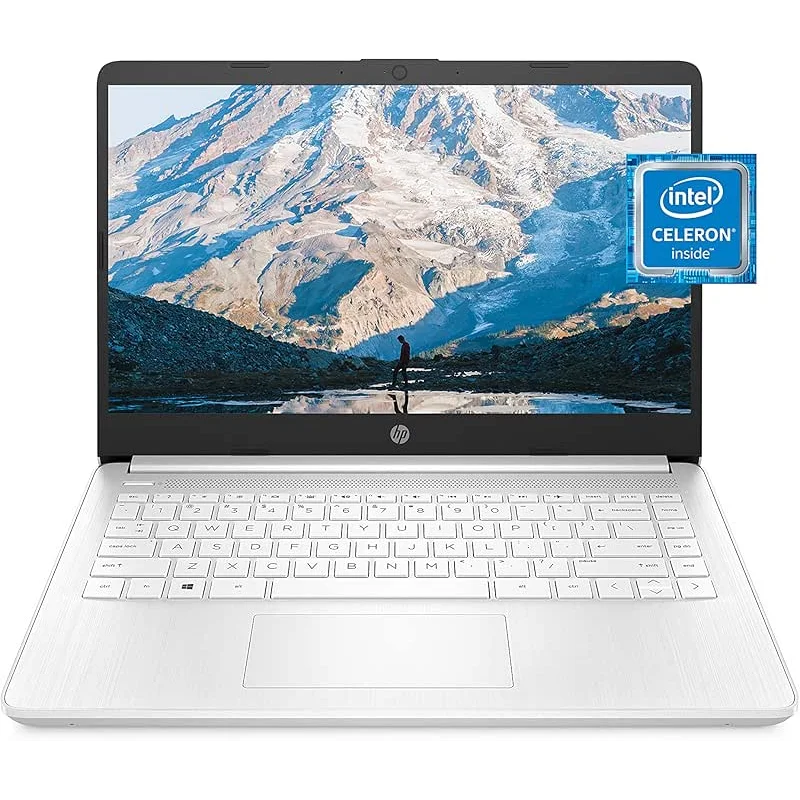 HP 14 Laptop, Intel Celeron N4020, 4 GB RAM, 64 GB Storage, 14-inch Micro-edge HD Display, Windows 11 Home, Thin & Portable, 4K Graphics, One Year of Microsoft 365 (14-dq0040nr, Snowflake White)