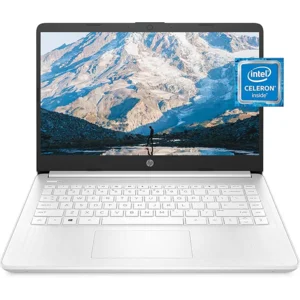 HP 14 Laptop, Intel Celeron N4020, 4 GB RAM, 64 GB Storage, 14-inch Micro-edge HD Display, Windows 11 Home, Thin & Portable, 4K Graphics, One Year of Microsoft 365 (14-dq0040nr, Snowflake White)