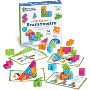 Learning Resources STEM Explorers Brainometry - 3d Puzzle, Brain Games, Brainteaser, Building Logic Toys, Gifts For Boys and Girls, Fine Motor Skills , Pattern Blocks, Math Manipulatives
