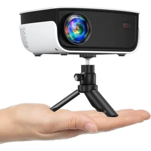 Mini Projector, NICPOW Portable Outdoor Movie Projector with Tripod, 1080P and 200" Supported Small Projector Compatible with TV Stick, Phone, PS5, HDMI, USB for Home, Bedroom, Gaming, Outdoor Use