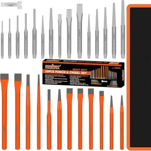 HORUSDY 28-Piece Heavy Duty Punch and Chisel Set, Including Taper, Cold Chisels, Pin, Center Punch