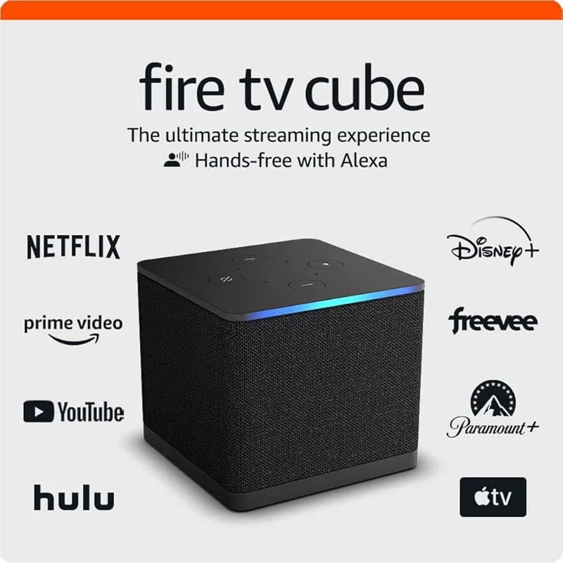 Amazon Fire TV Cube, with AI-powered Fire TV Search, Hands-free streaming device with Alexa, Wi-Fi 6E, 4K Ultra HD