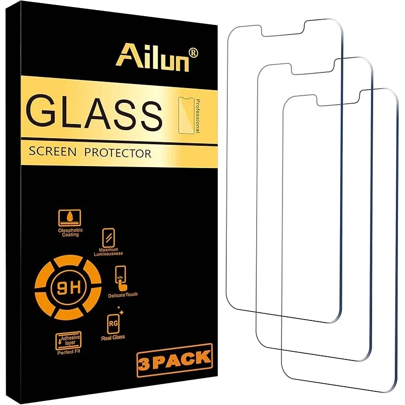 Ailun Screen Protector for iPhone 16e / iPhone 14 / iPhone 13 / iPhone 13 Pro [6.1 Inch] Display 3 Pack Tempered Glass, Case Friendly [Not for iPhone 16 6.1 Inch]