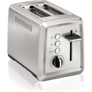 Hamilton Beach 2 Slice Toaster with Extra-Wide Slots, Bagel Setting, Toast Boost, Slide-Out Crumb Tray, Auto-Shutoff & Cancel Button, Defrost Function, Stainless Steel (22794)