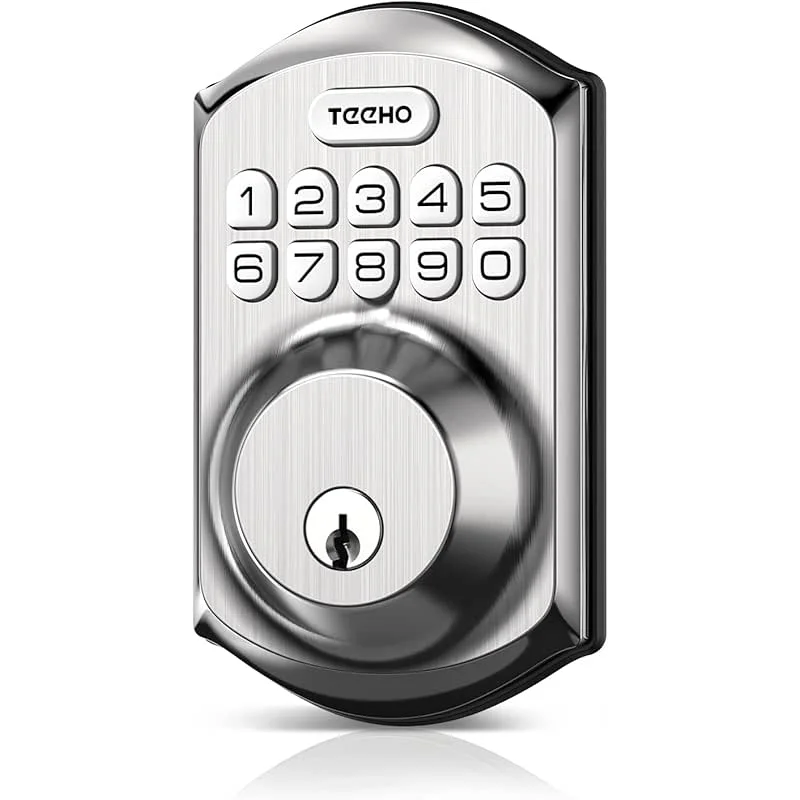 TEEHO TE001 Keyless Entry Door Lock with Keypad - Smart Deadbolt Lock for Front Door with 2 Keys - Auto Lock - Easy Installation - Satin Nickel