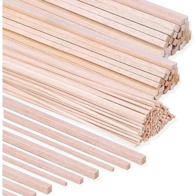 222 Pieces Wood Strips Balsa Square Wooden Dowels 1/8 Inch, 3/16 Inch, 1/4 Inch, Square Dowel Rods 12 Inch Hardwood Unfinished Wood Sticks for Crafts DIY Projects Models Making Supplies