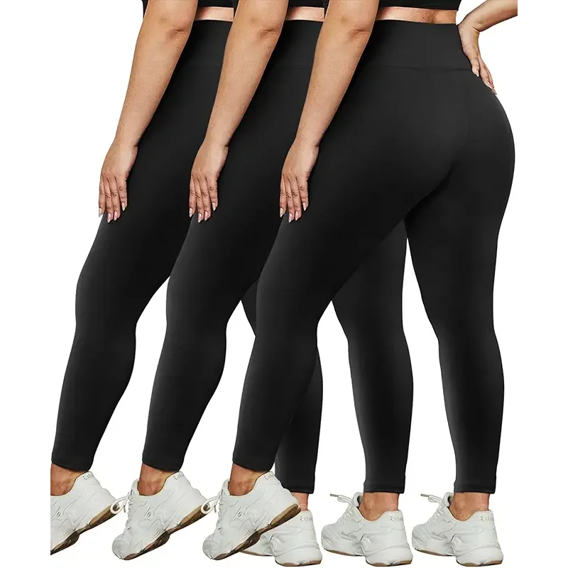 HLTPRO 3 Pack Plus Size Leggings for Women(X-Large - 4X)- High Waist Stretchy Soft Pants for Workout Running Yoga