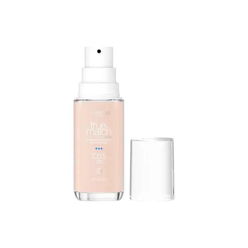 L'Oreal Paris True Match Super-Blendable Foundation, Medium Coverage Liquid Foundation Makeup, C0.5, Light, 1 Fl Oz