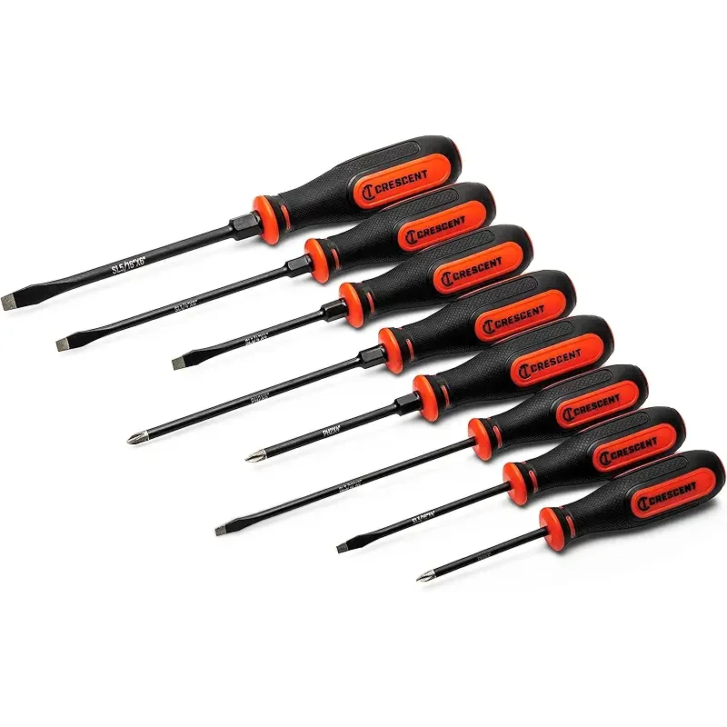Crescent 8PC Diamond Tip Dual Material Screwdriver Set with Phillips and Slotted Screwdrivers - CDT8PCSET