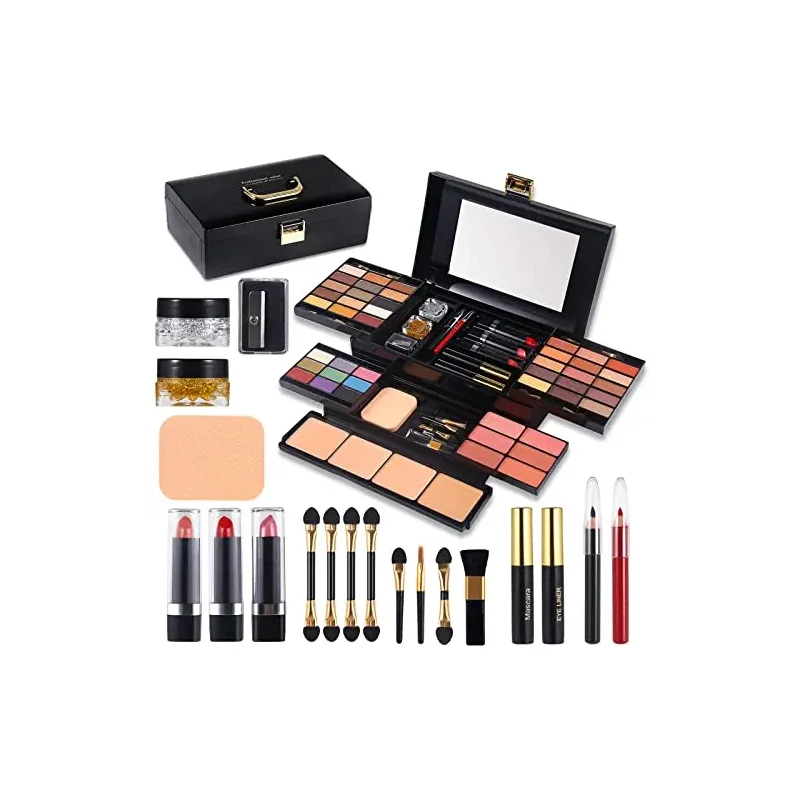 Professional Makeup Kit for Women Full Kit with Mirror 58 Colors All in One Make up Gift Set for Girls Included Eyeshadow,Compact Powder,Blusher,Lipstick,Eyebrow Pencil,Gitter Gel,Eyeliner,Mascara (N)