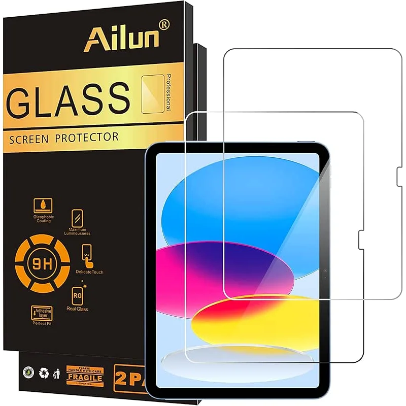 Ailun Screen Protector for iPad 11th A16 2025 [11 Inch] / 10th Generation 2022 [10.9 Inch], Tempered Glass [Face ID & Apple Pencil Compatible] Ultra Sensitive Case Friendly [2 Pack]