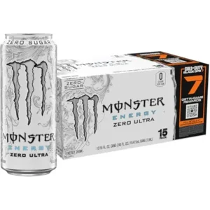 Monster Energy Zero Ultra, Sugar Free Energy Drink, 16 Ounce (Pack of 15)