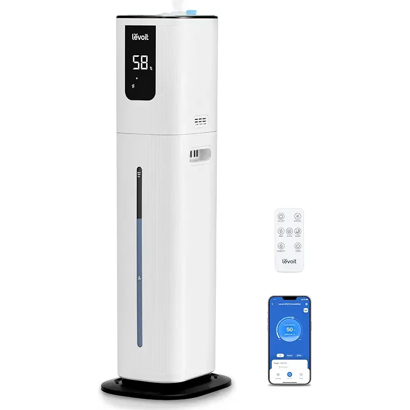 LEVOIT OasisMist 1000S (10L) Smart Humidifier for Home Large Room Bedroom, Last 100 Hours Suitable for Indoor Plant, Cover up to 600ft², Easy Top Fill, Remoter & Voice Control, Auto Mode, Quiet, White