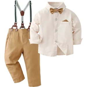 DISAUR Baby Boy Clothes Suits Toddler Dress Shirt With Bowtie Suspender Pants Outfit Sets Gentleman Wedding 1-6 Years