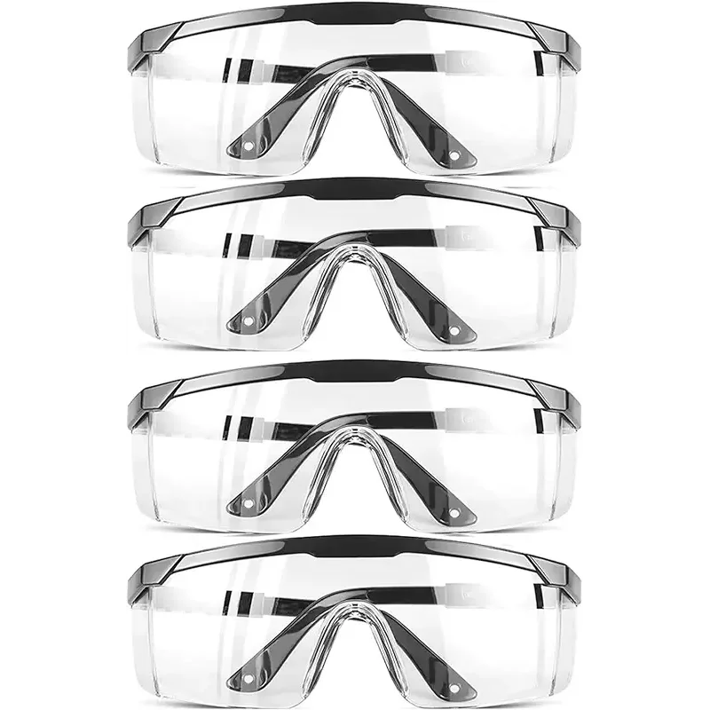Safety GlassesClear Anti-Fog Goggles Over-Spec Glasses Protective Eye Wear Industrial Approved Wide-Vision（4 PACK）