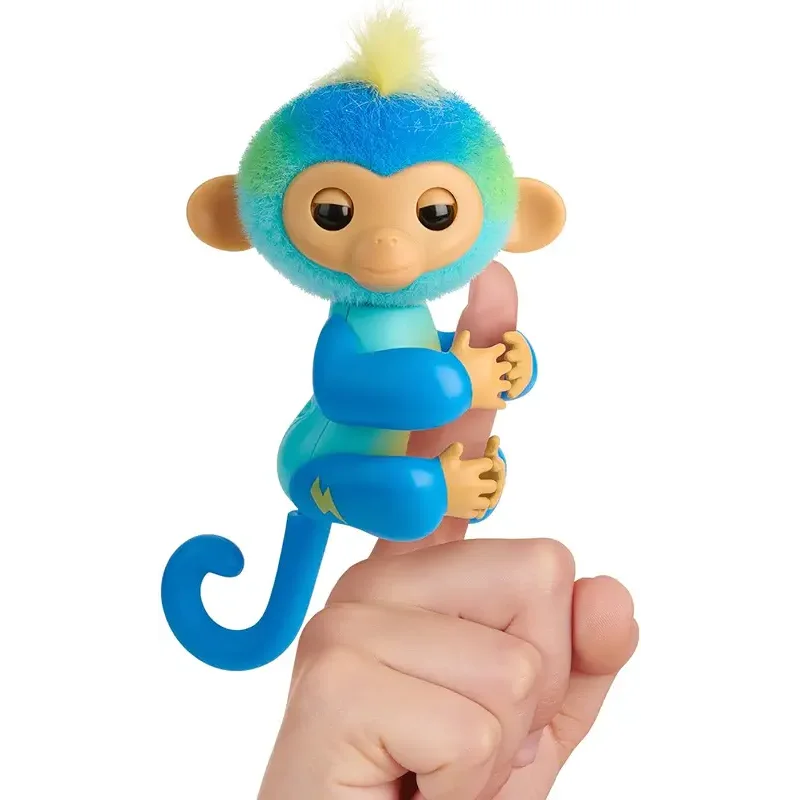 Fingerlings 2023 NEW Interactive Baby Monkey Reacts to Touch – 70+ Sounds & Reactions – Leo (Blue)