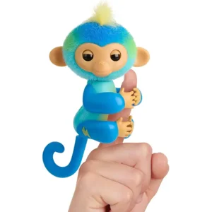 Fingerlings 2023 NEW Interactive Baby Monkey Reacts to Touch – 70+ Sounds & Reactions – Leo (Blue)