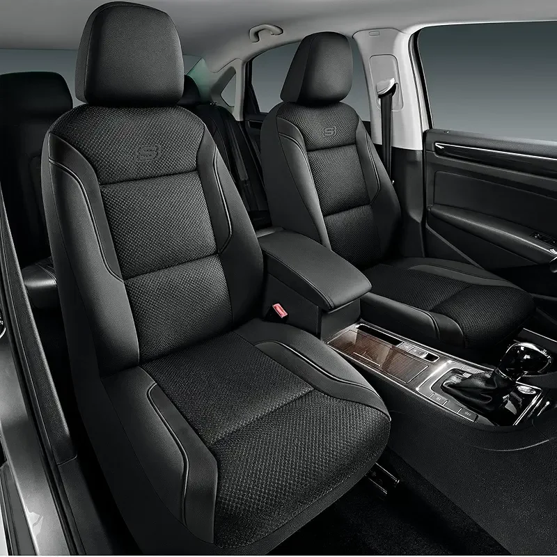 Skechers Men's Memory Foam Seat Covers, Air Cool Mesh Thick Car Seat Covers, Car Seat Covers Front Seats Airbag Compatible, Universal Automotive Comfort for Most Cars, Vans, Trucks, SUV,Black