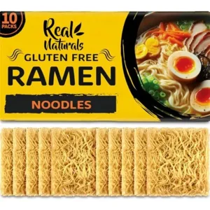 Gluten free ramen noodles (10 packs) gf gluten free noodles vegan healthy brown rice noodle. Low sodium ramen plain noodle no seasoning. Gluten-free pasta Japanese food yakisoba lo mein. Real Naturals