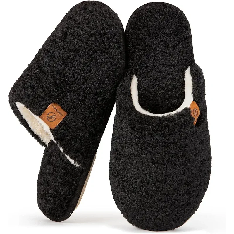 EverFoams Women's Fuzzy Slip-on Slippers Warm Cozy Soft Lightweight Memory Foam Indoor House Shoes
