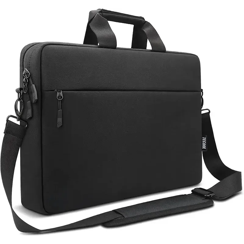 TECOOL Laptop Bag 15 15.6 16 Inch, Waterproof Laptop Case Sleeve Messenger Bag Briefcase with Shoulder Strap for 15 15.6 16 Inch Lenovo HP Dell Acer ASUS Notebook, MacBook Pro 16, Black