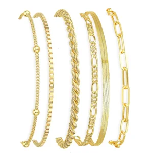 DEARMAY Gold Bracelets for Women Waterproof, 14K Gold Plated Jewelry Sets Trendy Thin Dainty Stackable Cuban Link Paperclip Chain Bracelet Pack Fashion Accessories Gifts for Womens