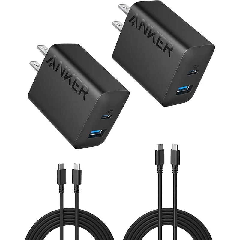 Anker iPhone 17/16 Charger, 2-Pack 20W Fast USB C Charger Block, for iPhone 16/16 Pro Max/15 Series/iPad Pro and More (Black, 2 Pack & 2 Cable)