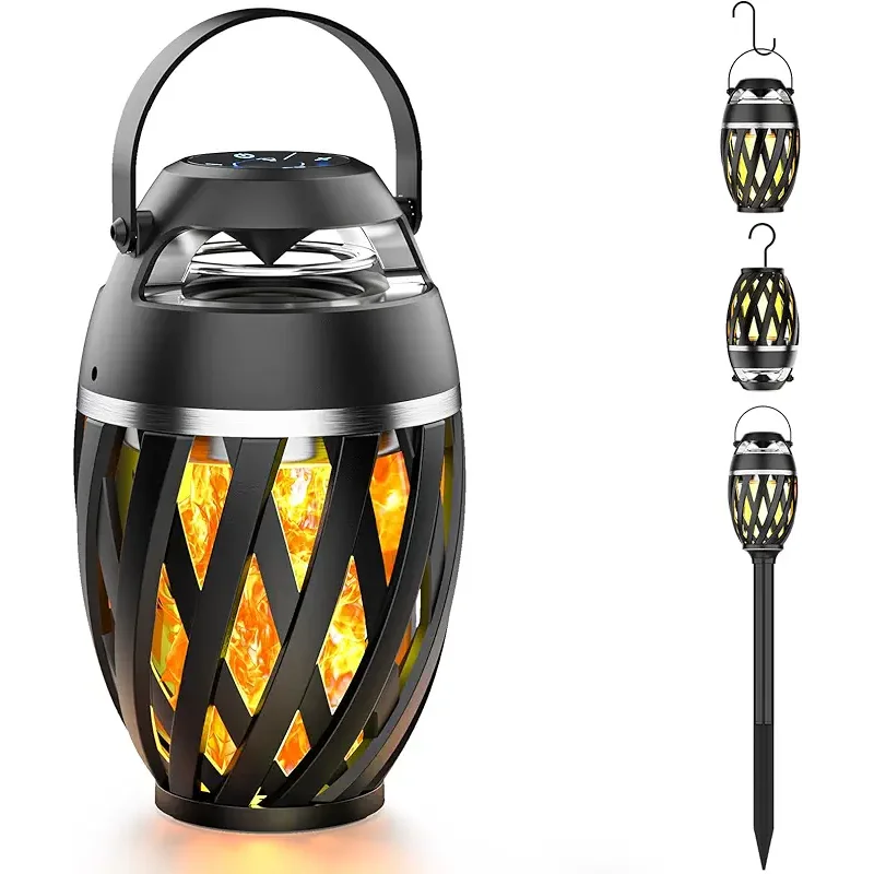Chrismas Gifts for Men, 2025 New Flame Outdoor Bluetooth Speaker with LED Torch, Cool Birthday Gift for Him, Dad, Boyfriend, for Patio, Garden, Camping (1)