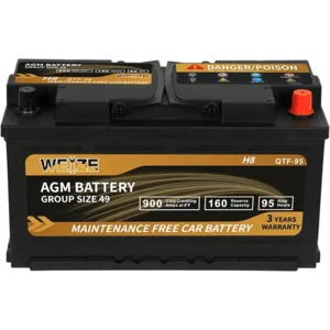 Weize Platinum AGM Battery BCI Group 49-12v 95ah H8 Size 49 Automotive Battery, 160RC, 900CCA, 36 Months Warranty, Dimensions 13.9" L x 6.89" W x 7.48" H