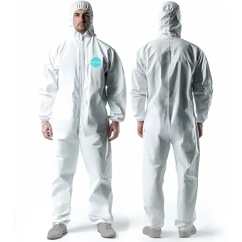Hazmat Suits, Heavy Duty Full Body Disposable Paint Suits, Coveralls with Hood, Elastic Wrists & Ankles