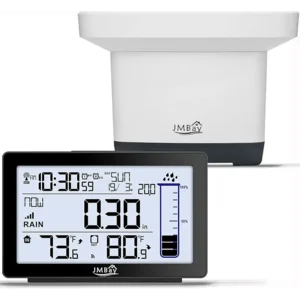 Digital Rain Gauge Outdoor with Thermometer, Self-Emptying Wireless Rain Gauges Outdoors Best Rated, High Precision Electronic Remote Rain Collector, Freeze Proof Automatic Rain Measure Gauge for Yard