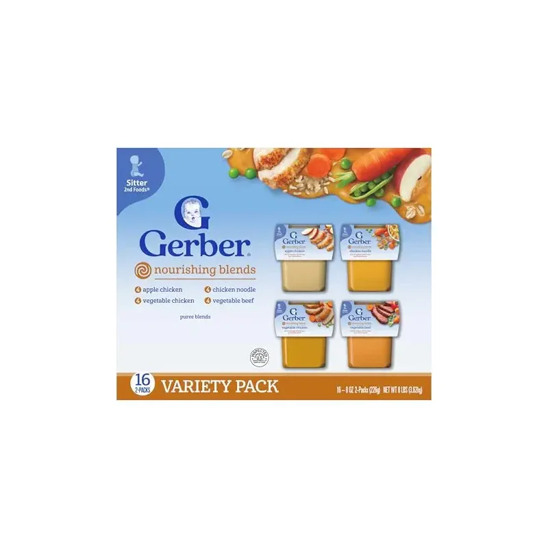 Gerber Stage 2 Baby Food, Nourishing Blends Tubs, Baby Puree, Variety Pack, 32PK