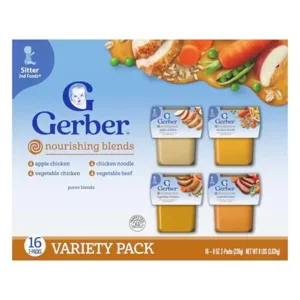 Gerber Stage 2 Baby Food, Nourishing Blends Tubs, Baby Puree, Variety Pack, 32PK
