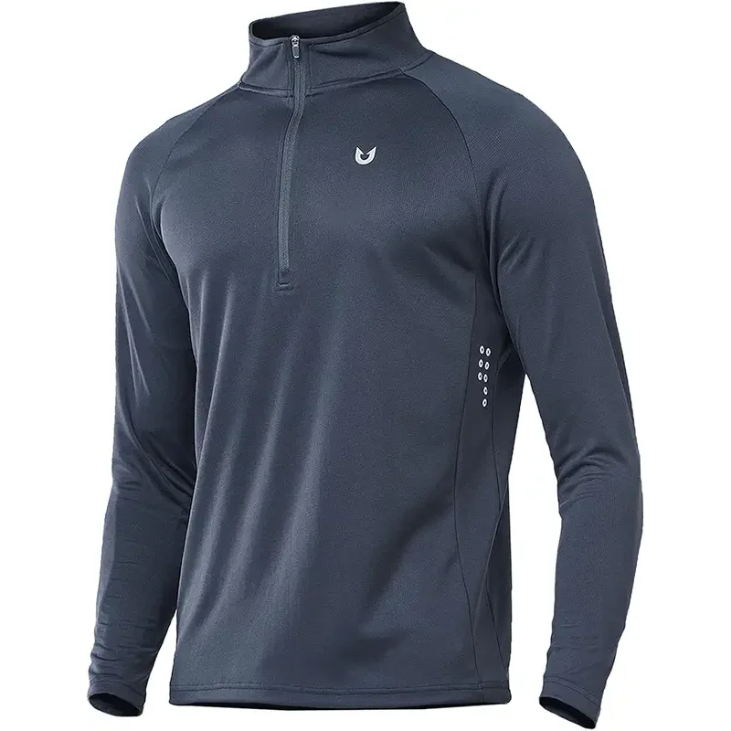 NORTHYARD Quarter Zip Pullover Men Running Shirt Long Sleeve Moisture Wicking Quick Dry Athletic Workout Shirts